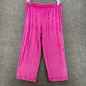 Juicy Couture Pants Size XL Pink Velour Low Rise Logo Wide Leg Vintage 90s Y2K